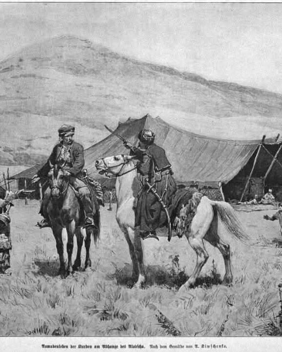 A rare painting of a Kurdish Kochar tribe, 1800